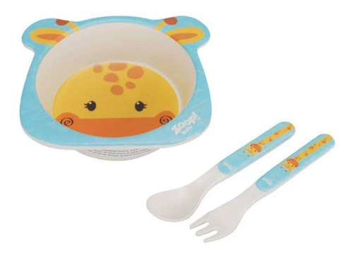 Imagem 1 de 6 de Kit Refeicao Zoop Bowl Zp00804 Girafa 3pcs