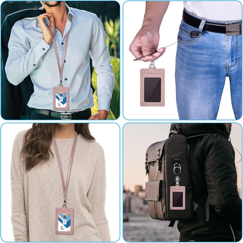 Wisdompro Badge Holder, 2-sided Pu Leather Id Badge Card ...