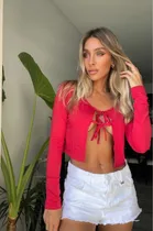 Comprar Crop Top Dama Manga Larga Top Remera Tiras Sexy Moda Dama