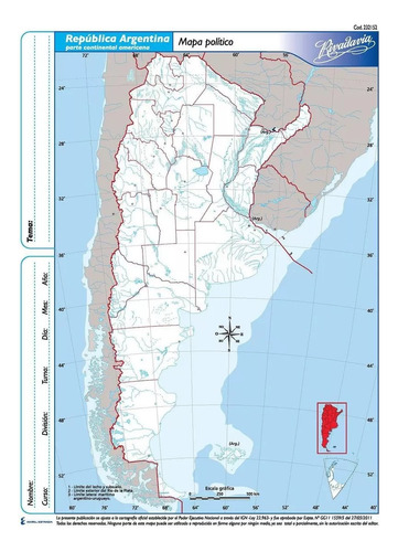 Rivadavia Mapa N°3 Político República Argentina X 5 Unidades