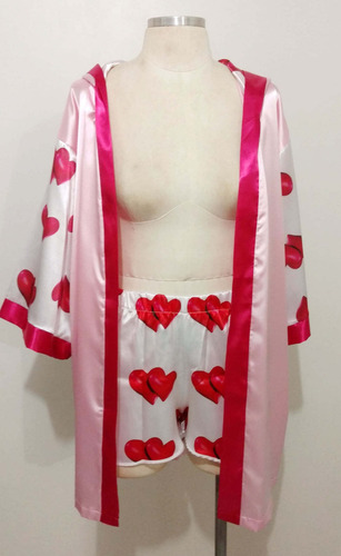 Kit Robe Com Capuz, Shorts Doll Ou Samba Canção Tamanho G
