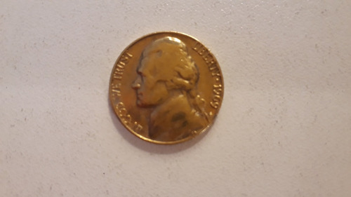 Moeda 5 Cents Jefferson Nickel Folheada Ouro- Preço Unitário (Usado)