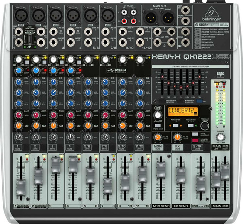 Behringer Qx1222 Usb Mixer 12 Canales 6 Mono 4 Estereo Efx