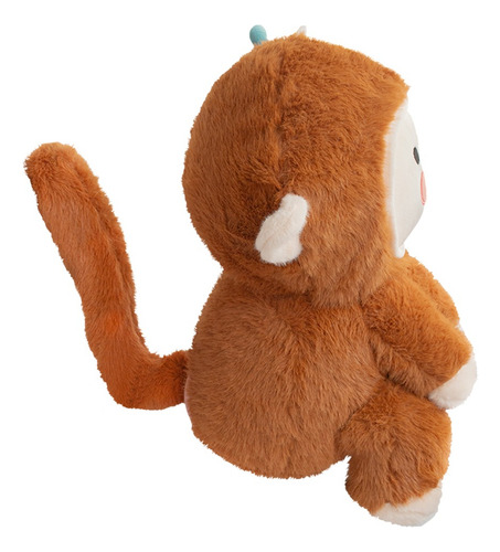 Changuito De Peluche Doble Expresión Suave Y Esponjoso 31cm Color Marrón