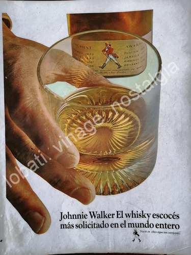 Cartel Publicitario Retro Whisky Johnnie Walker 1965