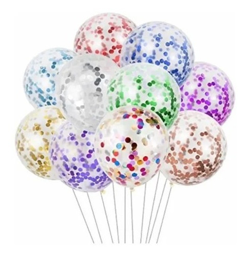 5 Globos Con Confeti Colores Para Fiestas Y Cumpleaños 30 Cm