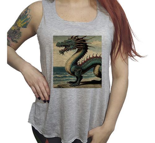 Musculosa Dama Dragon Chino Ilustracion Arte Antiguo