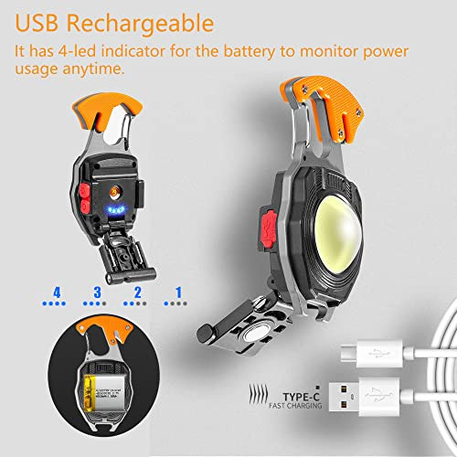 Linterna Llavero Multifuncional, Recargable Led Con Encended
