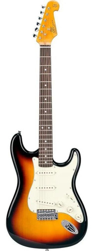 Guitarra Strato Sx Sst62 C/ 6 Cordas Aço Sunburst Com Capa Orientação da mão Destro