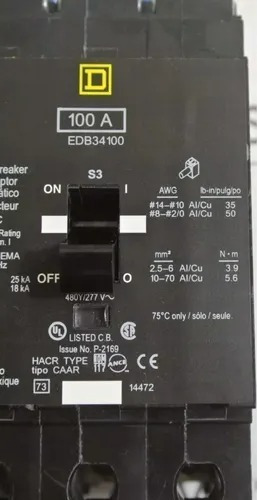 Interruptor Termomagnetico Square D Edb34100 3x100a
