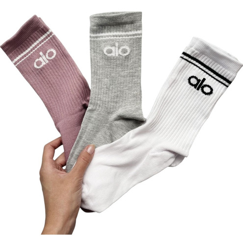 Set 3 Pares Calcetas 3/4 Unitalla Unisex Inspo A Lo Yoga Fit Rosa Claro Unitalla