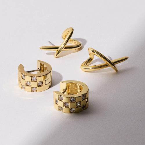 Pendientes Huggie Hoop Con Diseño De Ana Luisa Eden, Chapado