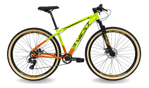 Bicicleta Mountain Bike Prowest New Discovery 2025 R29 Tamanho Do Uadro 17 - Amarelo Com Laranja