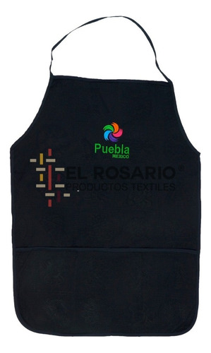 Mandil Artesanal Mexicano - Bordado Personalizado (24 Pack) Color Negro Diseño De La Tela Prehispanica