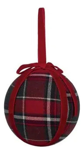 Bola De Natal Xadrez C/laço Verde E Vermelha 10cm - 4un