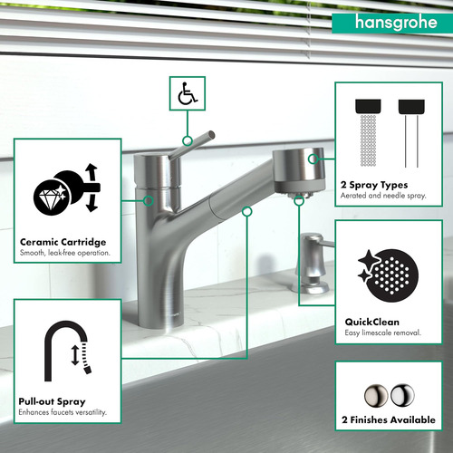 Grifo De Cocina De Acero Inoxidable De Hansgrohe Talis S, De