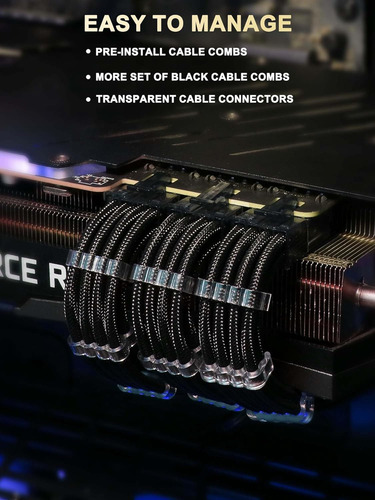 Sirlyr Conector Transparente Psu Cable Extension Kit Cust...