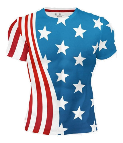 Playera Sublimada Full Print Caballero Bandera Americana 054