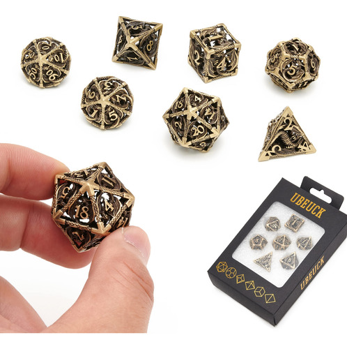 Dados Dnd Dragón Bronce Antiguo 7 Piezas Mmg