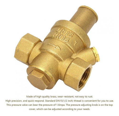 Regulador Reductor De Presión De Agua Ajustable De Latón 1pc