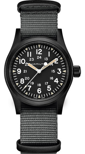 Reloj Hamilton Khaki Mechanical H69409930 Color De La Malla Gris Oscuro Color Del Bisel Negro Color Del Fondo Negro