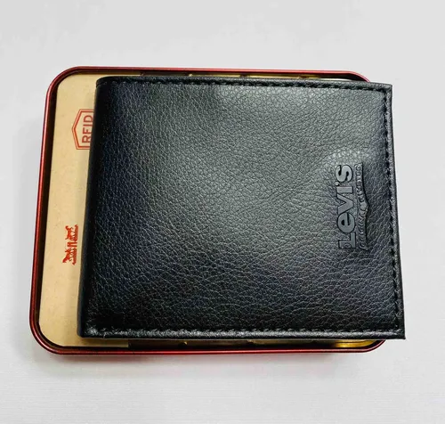 Cartera Levis Piel Negra Hombre Bifold Logo Original M043