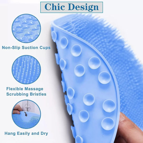 Tapete Para Bañarse Masajeador De Silicona Pies Y Espalda Celeste