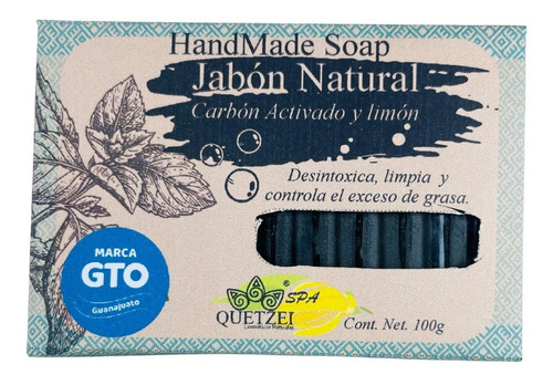 Jabón Natural Carbón Activado 100 G Quetzei Cosméticos