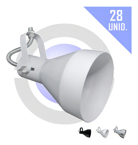 Spot De Trilho Lampada Par30 E27 Direcionavel Kit 28 Unid Cor Branco