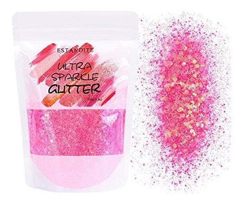 Glitter Grueso Holografico Rosa Iridiscente X 100gr