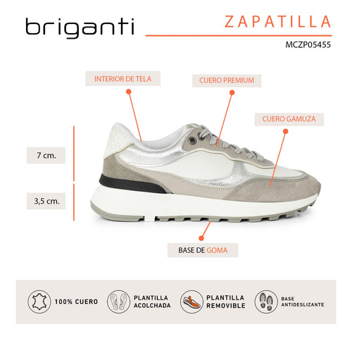 Zapatilla Mujer Cuero Zapato Cordon Urbano Casual Briganti