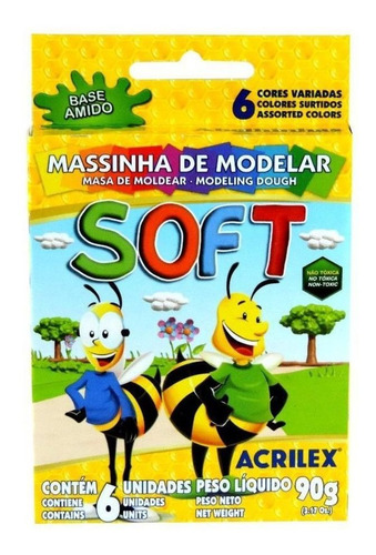 Massinha De Modelar Soft Acrilex 90g 6 Cores