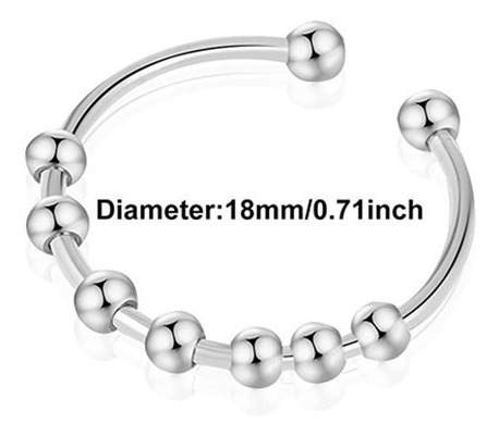 Imagen 2 de 5 de Anillo De Plata 925 Ajustable Para La Ansiedad (giratorio)
