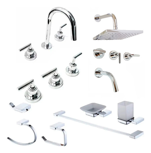 Griferia Baño Completa Set Accesorios Aqualaf Aukan