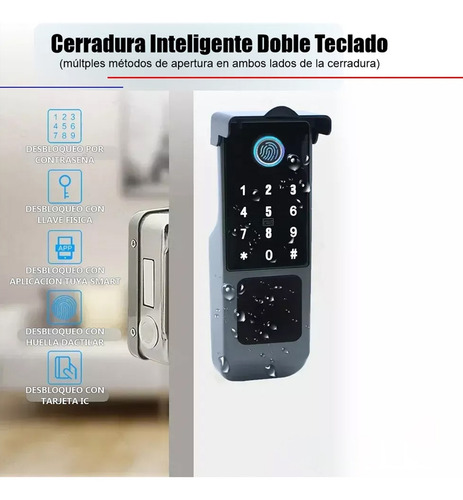 Cerradura Inteligente Doble Bloqueo Tuyaapp Wifi Exterior