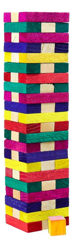 Torre De Madera Juego De Mesa Bloques Destreza Colores 25 Cm