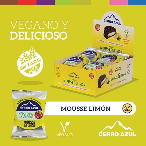 Caja 12 Alfajores Mousse De Limon S/ Tacc Cerro Azul 660g Dw