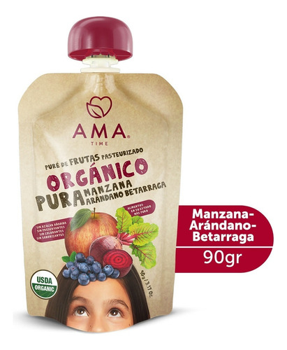 Ama Puré/compota Manzana Arándano Betarraga Orgánico 90g