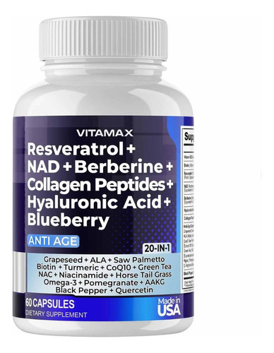 Resveratrol 20 En 1 60 Capsulas - - Unidad a $3265