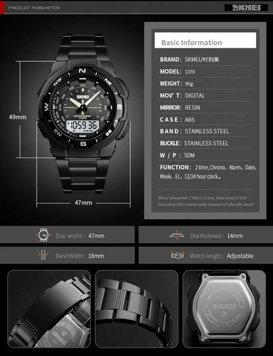 Imagen 5 de 5 de Reloj Hombre Elegante Correa Acero Análogo Digital Al Agua