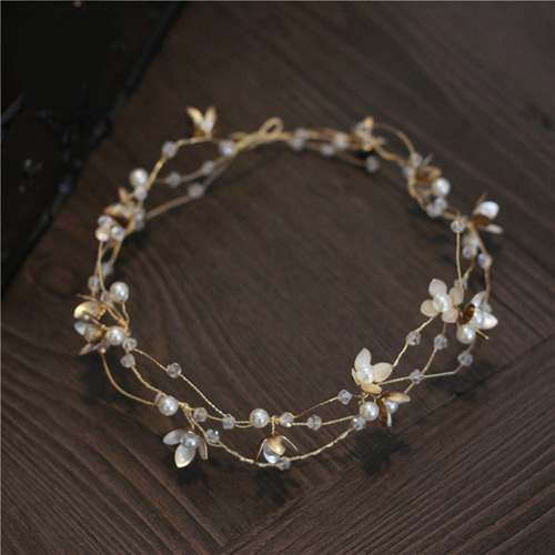Tiara De Cristal Com Flores Douradas Para Cabelo De