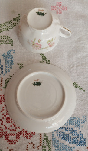 Antigua Taza De Té Porcelana Limoges France Flores Bella! (Usado)