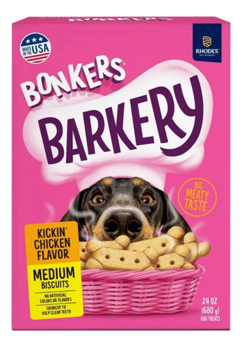 Bonkers Barkery Medium Dog Biscuits Chicken Flavor 24oz