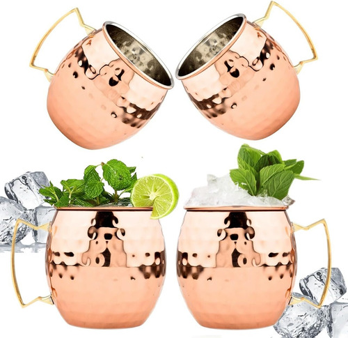 Juego De 4 Tazas Moscow Mule Chapadas En Cobre De Bold & Div