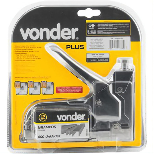 Grampeador Tapeceiro Madeira Vonder Plus + 600 Grampos