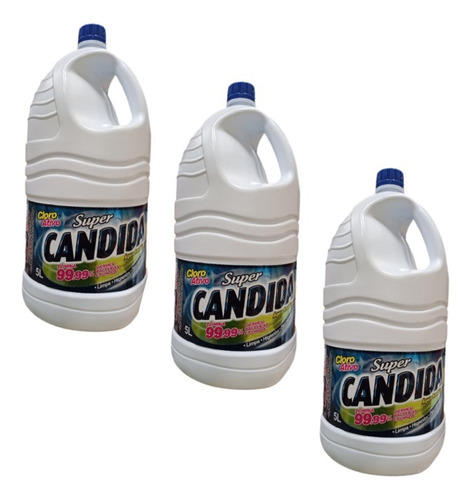 Kit 3 Garrafa Agua Sanitaria Super Candida 5l Qboa