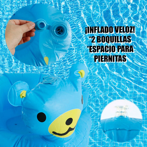 Flotador Inflable Piscina Para Bebe 50x45x30 Playa Osito Azul