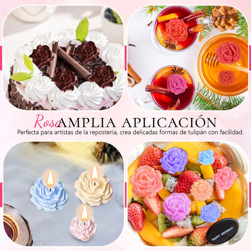 2pzs Moldes Silicona Flores Rosa Para Resina Velas Chocolate