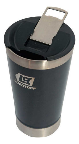 Jarro Vaso Térmico Con Tapa 530ml Acero Inox Negro Lusqtoff