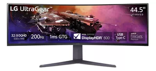 LG 45gr75dc-b 45-inch Ultragear Curved Gaming Monitor, Dual Qhd 1ms, 200hz, 32:9, Vesa Displayhdr 600 With Dci-p3 95%, Amd Freesync Premium Pro, Enhanced Gaming Gui, Dts Hp:x, 3-way Adjustable Stand